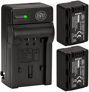 BM Premium 2-Pack of VW-VBT190 Batteries and Battery Charger for HC-V800K, HC-VX1K, HC-WXF1K, HCV520, HC-V550, HCV710, HCV720, HC-V750, HC-V770, HC-VX870, HC-VX981, HC-W580, HC-W850, HCWXF99