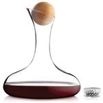 Andrew James Wine Decanter Set with Aerator Filter – 1.8L Glass Decanter for Wine with Solid Oak Stopper, Pourer & Stainless-Steel Cleaning Balls – Red Wine Carafes Gift Set for Wine Lovers