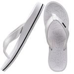 ONCAI Flip Flops For Women Yoga Mat Non-Slip Womens Flip Flops Sandals Summer Beach Slippers With Arch Support Slip On Lightweight EVA Sole White/Black Size 10