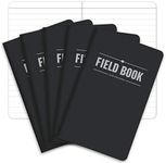 Field Notebook - 3.5"x5.5" - Black - Lined Memo Book - Pack of 5