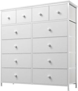 EnHomee Dresser,White Dresser for Bedroom with 12 Drawers,Tall Dressers for Bedroom,White Fabric Dressers & Chest of Drawers for Bedroom,Closet,Nursery,Girls