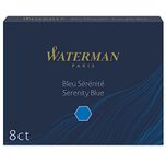 Waterman Fountain Pen Ink Cartridges 8-pk, Serenity Blue