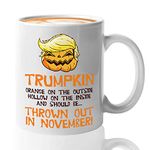 Bubble Hugs Anti Coffee Mug 11 oz White - Orange On The Outside - Democrat Funny President Election kin Pumpkin Scary Halloween Ghost Witches