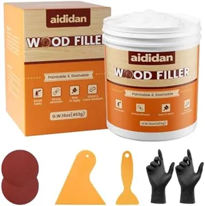 Wood Filler, Wood Repair Kit, 16 Ounce Paintable & Stainable Wood Putty Filler, Wood Scratch Cracks Holes Repair Furniture, Exterior Wood Filler Water Resistant, Wood Putty (White)