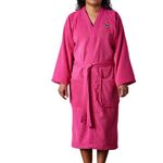 Lacoste Classic Pique 100% Cotton Bath Robe for Men & Women, One Size Fits Most, Magenta