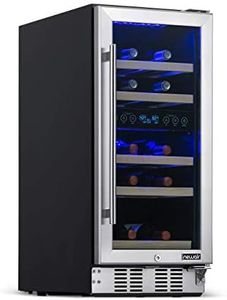 NewAir 15" Wine Cooler Refrigerator | 29 Bottle Capacity | Fridge Built-in Or Free Standing | Dual Zone Wine Fridge With Removable Beech Wood Shelves In Stainless Steel NWC029SS01