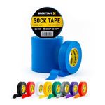 SPORTTAPE 6 Rolls Sock Tape - Blue - 1.9cm x 20m | PVC Football, Soccer & Rugby Boot Tape - Best for Keeping Up Socks, Shin Pads, Shin Guard Tape | Securing Lifting Blocks & Ear Tape