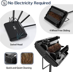 JEHONN Manual Carpet Sweeper – Horsehair Brush, Pet Hair & Lint Removal, Black