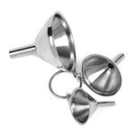 Small Funnel, 3Pcs Stainless Steel Kitchen Funnels Set for Transferring Fluid Liquid Oil Powder, 3 Size, Silver