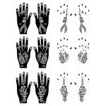 Hand Tattoo Stencil Black Tattoo Stencil, 6PCS Hand Temporary Tattoo Kit Templates, India Tattoo Stencil Set for Women Girls A7AHSBWST (2)