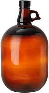 Dicunoy 1 Gallon Glass Jugs, Amber Fermenting Bottle with Seal Lid, 128oz Watter Bottle with Handle for Kombucha, Beer, Juice, Milk, Limoncello, Home Decoration, Change Jar, Farmhouse Flower Vase