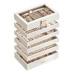 SONGMICS Stackable Jewelry Trays, 6-Tier Jewelry Box, Drawer Jewelry Organizer, Cloud White UJBC195W01