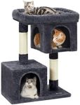 Feandrea Cat Tree Tower, 84 cm, L, for Large Cats up to 7 kg, Large Perch, 2 Caves, Scratching Post, Smoky Grey PCT61GV2