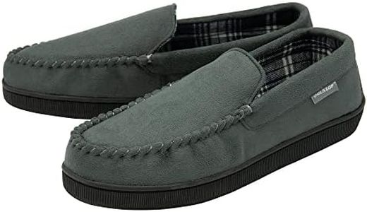 Dunlop Mens Faux Suede Moccasin Slippers - Grey - UK 9