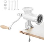 Happybuy Manual Meat Grinder, Heavy Duty Cast Iron Manual Meat Grinder with Steel Vise, Meat Grinder Sausage Maker with 1 Cutting Blade, 2 Cutting Plates, 3 Sausage Tubes