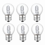 42W Halogen E27 G45 Golf Ball Bulb, 2700K Warm White Dimmable E27 Halogen Edison Screw ES Bulb AC 230V 613LM Classic Clear Round Mini Globe Bulb for Chandelier, Pack of 6