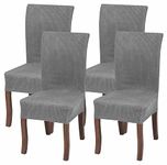 Home Beyond & HB design - Dining Chair Slipcovers - Stretch Washable Removable Chair Protector Covers - (4 Pack, Light Grey)