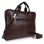 Martucci Unisex Detachable Formal/Casual PU Leather 15.6 inch Laptop Messenger Organizer Bag/Shoulder Sling Office Bag with Spacious Compartment for Men & Women (Brown)