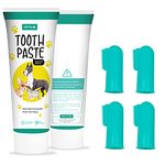 H&H Pets Dog Toothpaste Kit with Silicone Finger Toothbrushes– Cats and Dogs Dental Cleaning Kit, Reduce Plaque - 3.5 oz Beef Flavor Toothpaste, 4 Silicon Finger Toothbrush