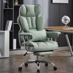 Efomao Desk Office Chair 400LBS, Big High Back PU Leather Computer Chair, Executive Office Chair with Leg Rest and Lumbar Support, Light Green Office Chair