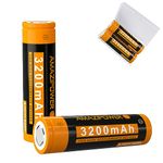 3.7Volt Rechargeable Battery Pack, 3200mAh, High Capacity, For Remote Control Car,LED headlight battery, remote control, Electronic Devices etc(2 Pack+Box) XJ (flat top)