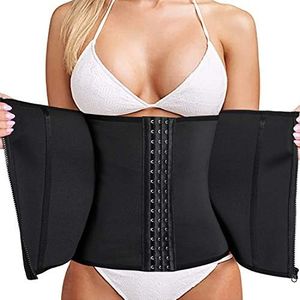 Bingrong Fitness Faja Cintura Entrenador con Cremallera Faja Corset Fajas Reductoras Mujer Fajas Deporte Mallas Neopreno Waist Trainer Abdomen Faja Lumbar Moldeadora Bustier (Negro, Medium)