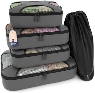 Shacke Pak - 4 Set Packing Cubes - Travel Organizers with Laundry Bag (Dark Grey)