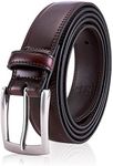 MILORDE Men's Genuine Leather Dress Belt, Handmade, 100% Cow Leather, Fashion & Classic Designs for Work Business and Casual, Mahogany, 42-43W