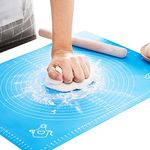 LIMNUO Silicone Pastry Mat Thick Non Stick Baking Mat, Fondant Mat,Counter Mat,Dough Rolling Mat, Oven Liner, Pie Crust Mat (M-16''(W)*20''(L), Blue)