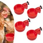 Automatic Poultry Water Cup Drinker, Red, (Pack of 50), Auto Refill Drinking Cups for Chicken, Broiler, Layer, Quail and Farm Birds