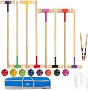 SpeedArmis 8 Players Croquet Set with 32In Regulation | 28In Standard Size Rubber Wood Mallets, Colored PE Ball, Wickets, 21In End Stakes - Lawn Backyard Game Set for Teens/Adults/Family