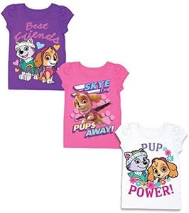 Nickelodeon Girls' Toddler Girls' Paw Patrol 3 Pack T-Shirt Bundle, Grape Violet/Hot Pink/White, 2T