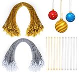 200 Pcs Christmas Ornament Hangers String with Snap Lock Hang Fastener Hang Tag Strings Craft String Precut Hanging Ropes for Christmas Tree Ornament Decorations (Gold, Silver)