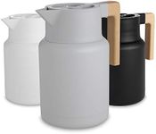 Hastings Collective Thermal Coffee Carafe 1.5 Liter - Large Stainless Steel Insulated Thermos - 50 oz Double Walled Vacuum Thermos Coffee and Beverage Dispenser with Tea Infuser and Strainer (Grey)