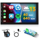 Hodozzy [4G+64GB] Android Double Din Car Stereo with Wireless Carplay&Android Auto, 2 Din 7 Inch Touch Screen Car Radio GPS Navigation WiFi Bluetooth FM/RDS Radio EQ/USB/SWC+AHD Backup Camera