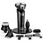 Sejoy Shavers for Men Rechargeable, Electric Razors for Men Cordless Rechargeable, 5 in 1 Electric Shavers Men, Mens Electric Razors for Shaving-IPX7 Waterproof Wet and Dry Shaving-LCD Display, Grey