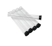 Prestige Import Group - 7/8" Interior Diameter Clear Plastic Empty Storage Tubes - Flat Bottom - 80ml Capacity, Press Fit Black Cap - 10 Pack