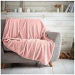 GC GAVENO CAVAILIA Fleece Throw Blanket, Waffle Throws For Sofas, Cuddly Warm Bed Blankets, Blush Pink, 130X150 Cm