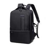 SKvoen Large Capacity Business Travel Laptops Backpack with USB Charging Port Water Resistant Rucksack for Men Business Backpack, Fits 15.6 Inch Laptop and Notebook - Black, Black, 17.3*12.2*7.8 inch,