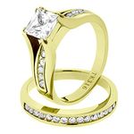 Marimor Jewelry Women's Stainless Steel 316 1.38 Carat Zirconia Gold Plated Weddding Ring Set 9