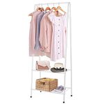 Youyijia Small Clothes Rail Clothing Rail for Bedroom 60x30x151cm Childrens Clothe Rack Heavy Duty Metal Rack Garment Rail with Shelves Coat Stand Hanging Rail (White)