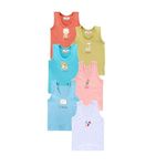 KIKE Printed Baby Vest for Kids Cotton Sleeveless Sando Baniyan Toddler Innerwear Baby Cloth for Boys & Girls Pack of 6 (6-7 years, multicolor 10)