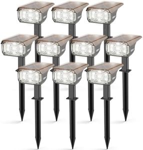 LEREKAM Solar Spot Lights,IP65 Waterproof 40 LED's Landscape Spotlights,3 Modes Outdoor Garden Lights, 360 Adjustable Lighting Angle, Solar Powered Wall Lights for Yard Porch 10 Pack