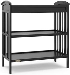 Graco Benton Changing Table with Bonus Water-Resistant Changing Pad (Black) - GREENGUARD Gold Certified, Includes Diaper Change Pad with Safety Strap, 2 Open Storage Shelves for Organizing