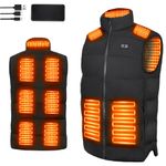 BEKOMIYA Heated Vest with 10000mAh Battery Pack, Heated Gilet with 11 Heat Zones, 3 Temperature Levels, Lightweight Machine Washable Heated Jacket for Hiking Skiing Cycling