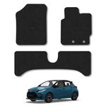 Car Mats Compatible with Toyota Yaris (2011-2020) [Hybrid] Tailored Fit Black Carpet Car Floor Mats Set Accessory Custom Fit 4 Pieces - Anti Slip Backing & Black Binding Trim Edge