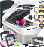 MUELLER HOME Pro-Series 10-in-1, 8 Blade Stainless Steel Multi Vegetable Chopper And Mandoline Slicer, Kitchen Accessories and Essentials, Food and Veggie Chopper, Mincer, Dicer, White Sand/Grey