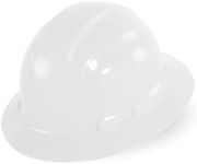 Bullhead Safety Unvented Full Brim Hard Hat with Six-Point Ratchet Suspension, Reversible Construction Hard Hat for Safety with Brow Pad and EZ-Click Adjustment, OSHA/ANSI Compliant, White