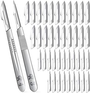 40 Pieces Scalpel Blades #11#23 Scalpels Surgical Blades with 2PCS #3#4 Handle & Storage Box,Individually Wrapped High Carbon Steel Blades for Sculpting, Cutting,Crafts & More