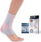 Doctor Developed Ankle Brace/Compression Sleeve/Ankle Support - & Doctor Written Handbook - Protector/Guard with Silicon Gel Pad for Foot Support [Single] (Pink/Grey, M)